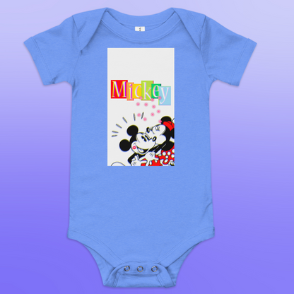 Designer Mickey-Mouse and Minnie-Mouse Baby Short Sleeve One Piece | Available in Multiple Colors | Design on Front & Back