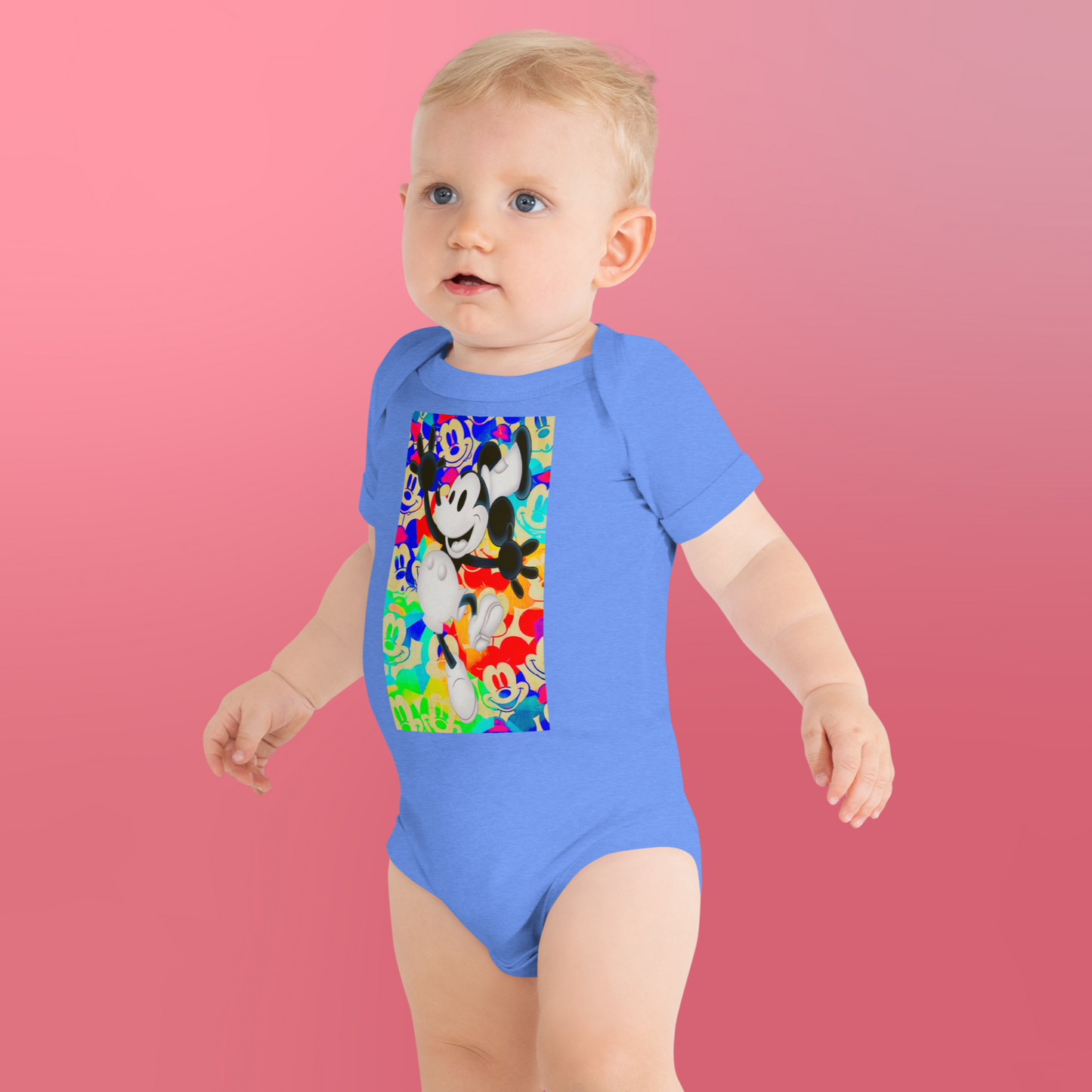 Designer Mickey-Mouse Baby Short Sleeve One Piece | Available in Multiple Colors | Design on Front & Back