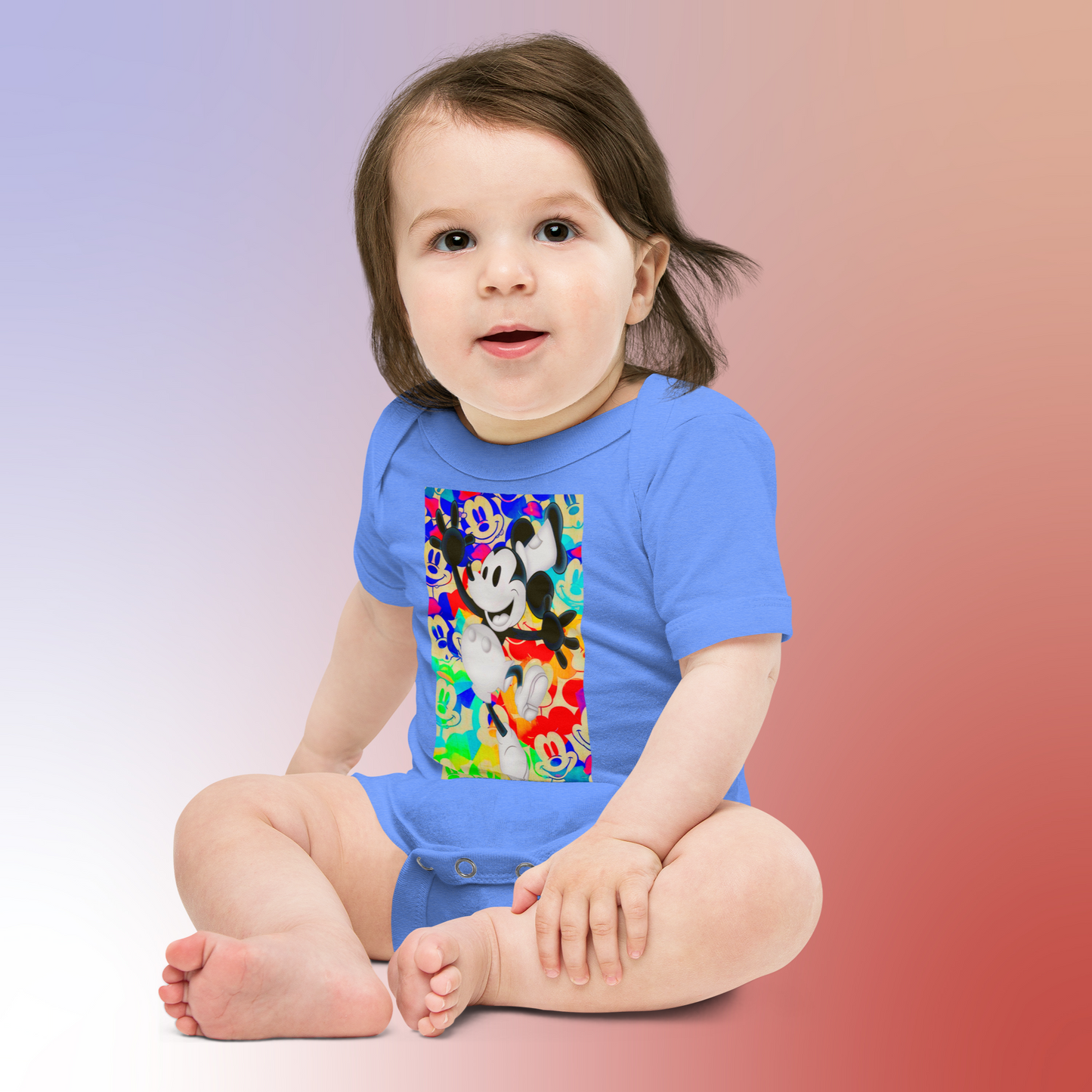 Designer Mickey-Mouse Baby Short Sleeve One Piece | Available in Multiple Colors | Design on Front & Back