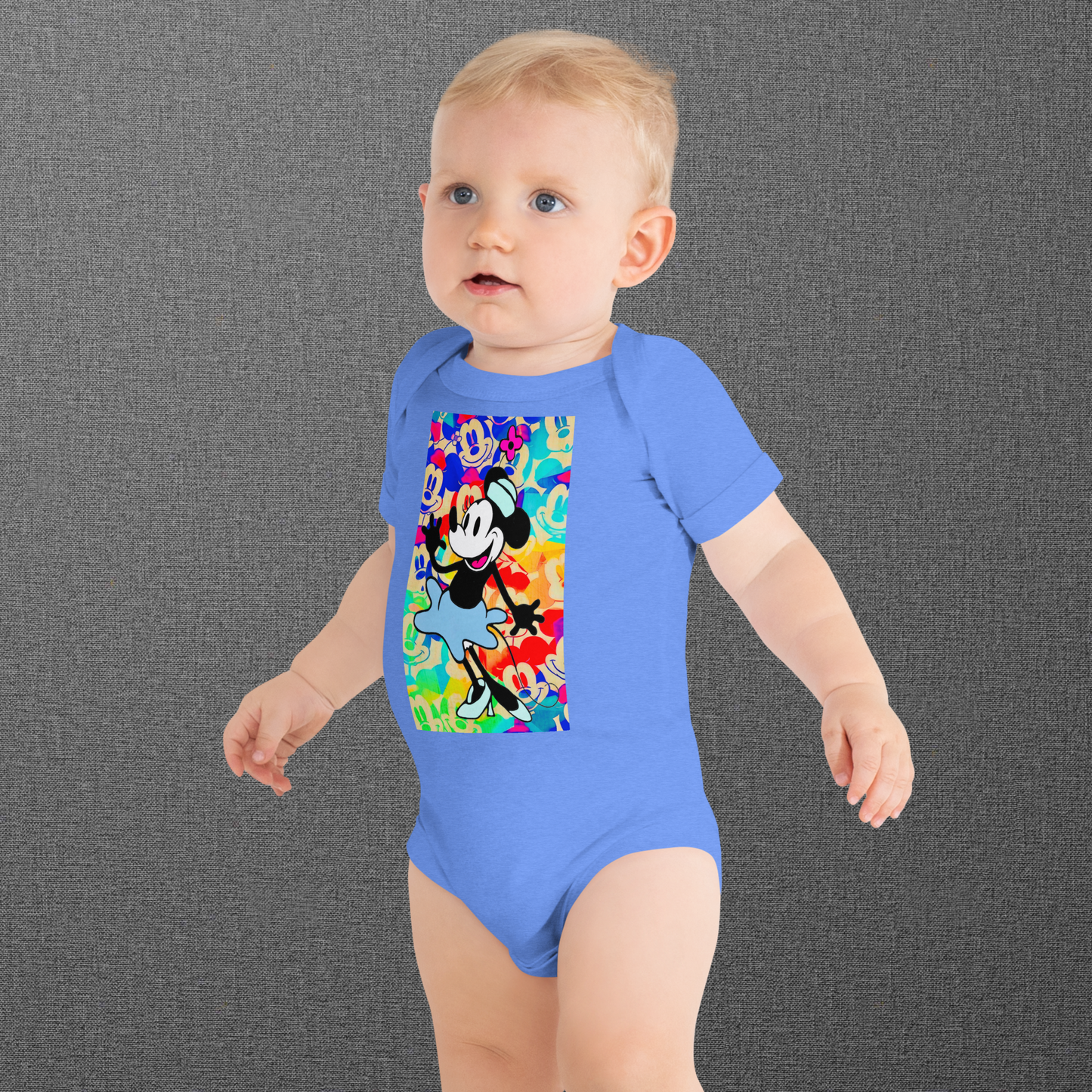 Designer Minnie-Mouse Baby Short Sleeve One Piece | Available in Multiple Colors | Design on Front & Back