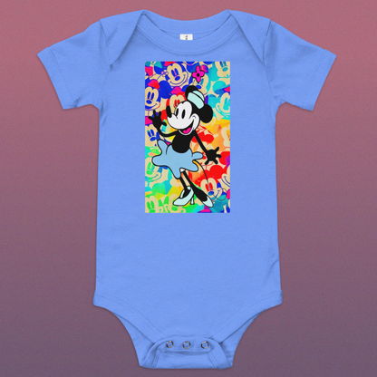 Designer Minnie-Mouse Baby Short Sleeve One Piece | Available in Multiple Colors | Design on Front & Back