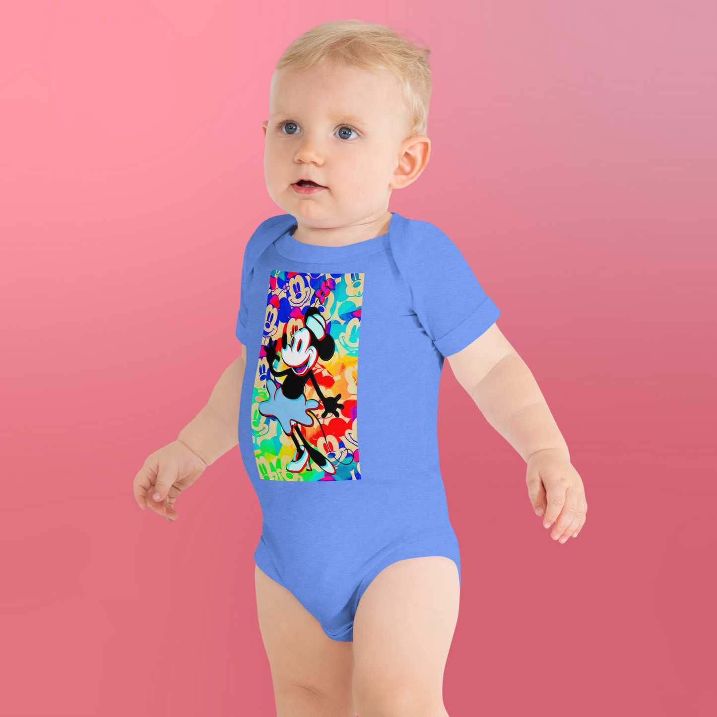 Designer 3D Minnie-Mouse Baby Short Sleeve One Piece | Available in Multiple Colors | Design on Front & Back