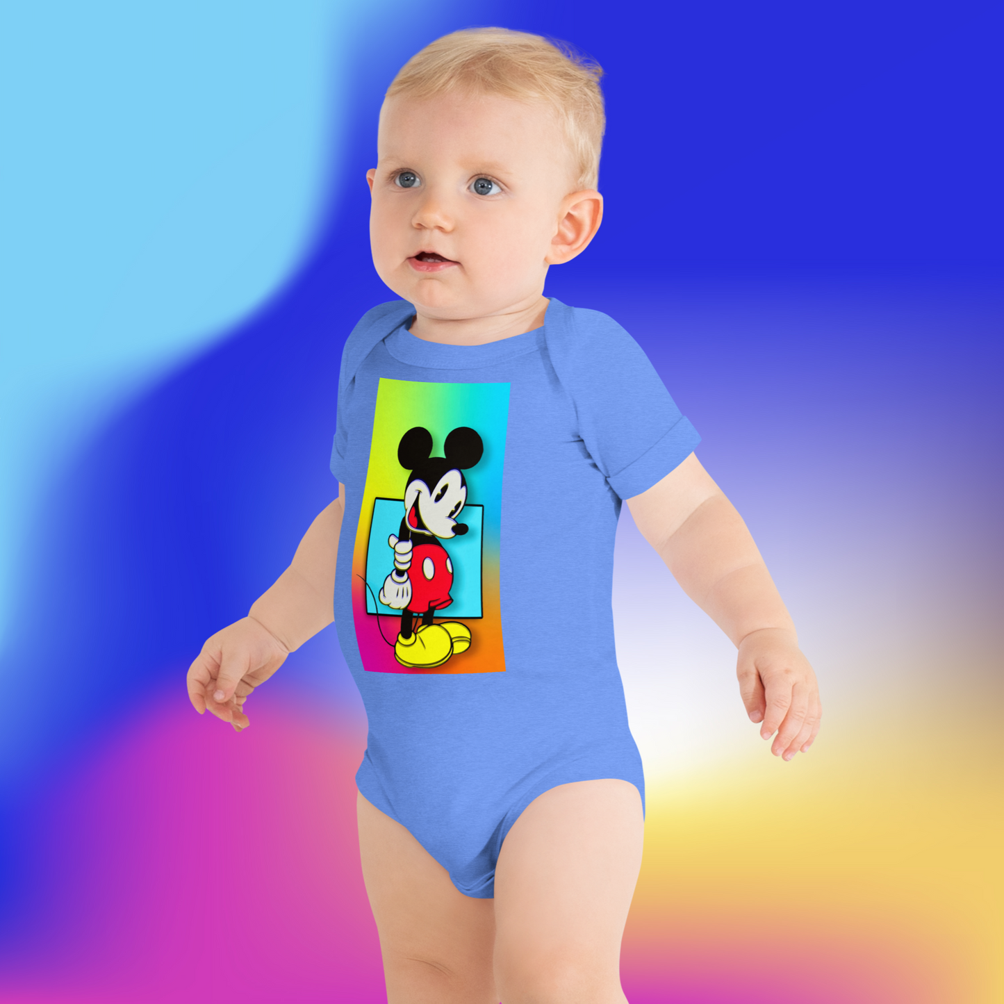 Designer Mickey-Mouse Baby Short Sleeve One Piece | Available in Multiple Colors | Design on Front & Back