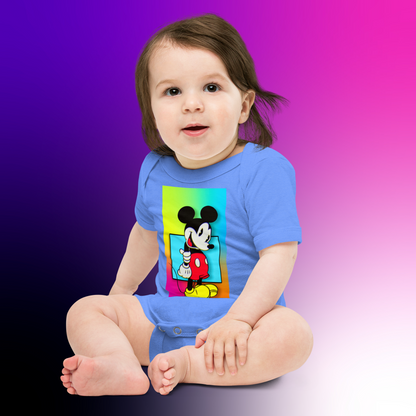 Designer Mickey-Mouse Baby Short Sleeve One Piece | Available in Multiple Colors | Design on Front & Back