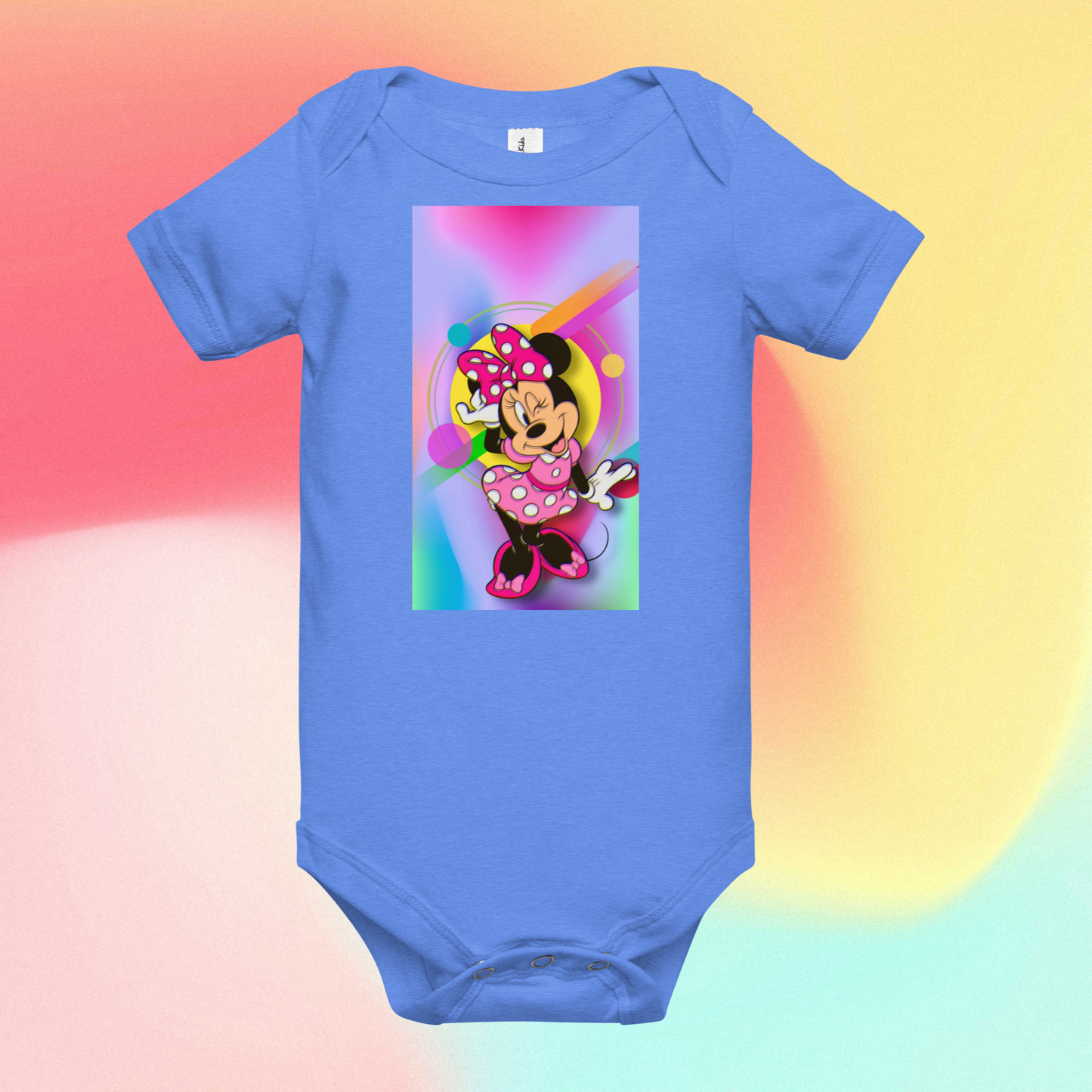 Designer Minnie-Mouse Baby Short Sleeve One Piece | Available in Multiple Colors | Design on Front & Back