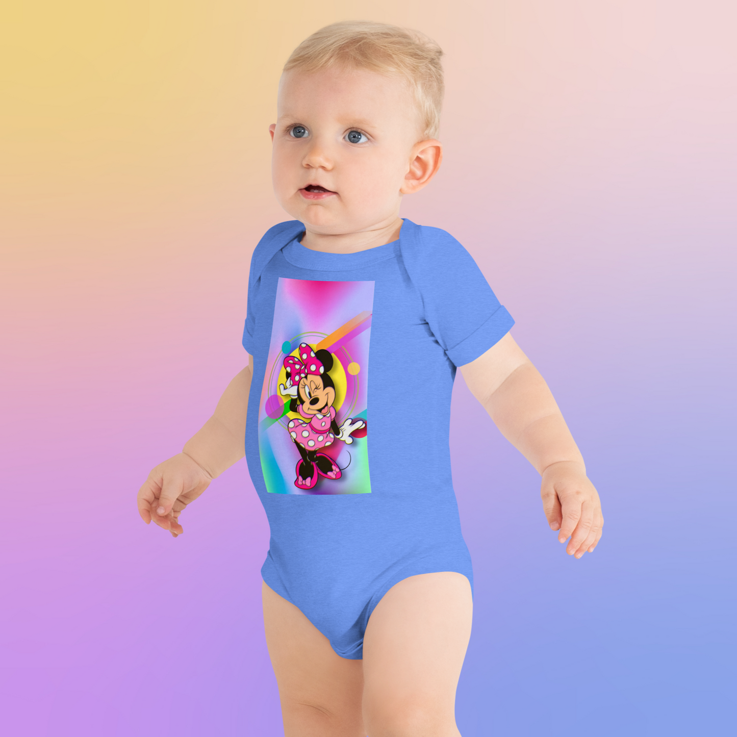 Designer Minnie-Mouse Baby Short Sleeve One Piece | Available in Multiple Colors | Design on Front & Back