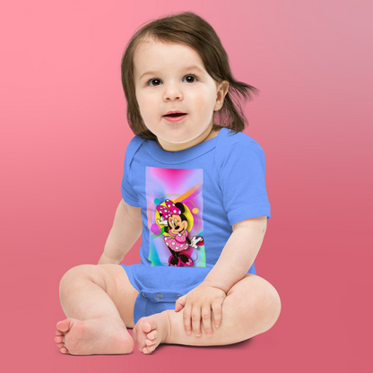 Designer Minnie-Mouse Baby Short Sleeve One Piece | Available in Multiple Colors | Design on Front & Back