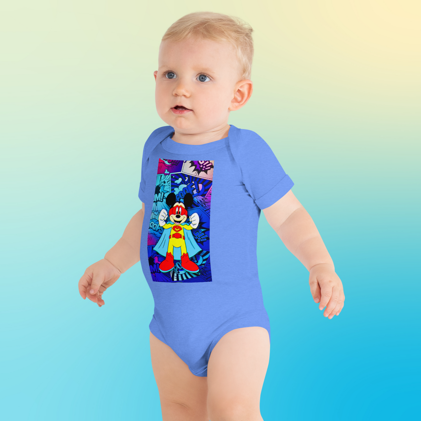 Designer Mickey-Mouse Baby Short Sleeve One Piece | Available in Multiple Colors | Design on Front & Back