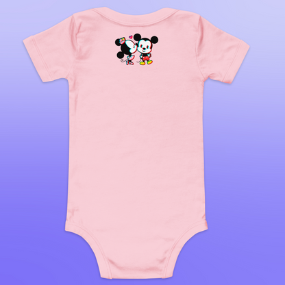 Designer Mickey-Mouse and Minnie-Mouse Baby Short Sleeve One Piece | Available in Multiple Colors | Design on Front & Back