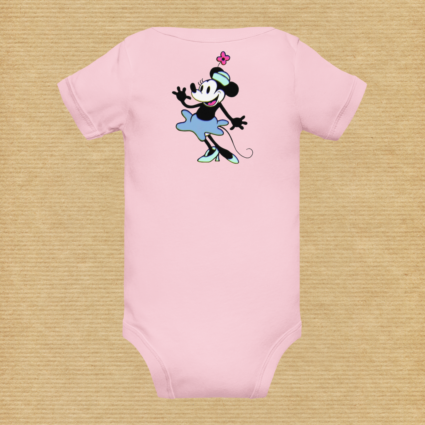 Designer Minnie-Mouse Baby Short Sleeve One Piece | Available in Multiple Colors | Design on Front & Back