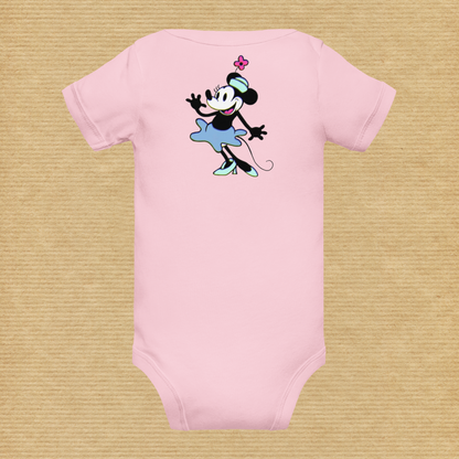 Designer Minnie-Mouse Baby Short Sleeve One Piece | Available in Multiple Colors | Design on Front & Back