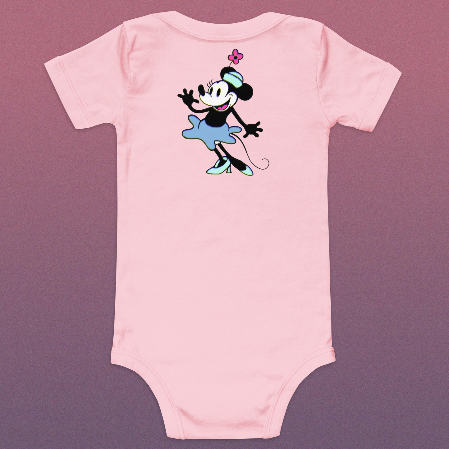 Designer Minnie-Mouse Baby Short Sleeve One Piece | Available in Multiple Colors | Design on Front & Back