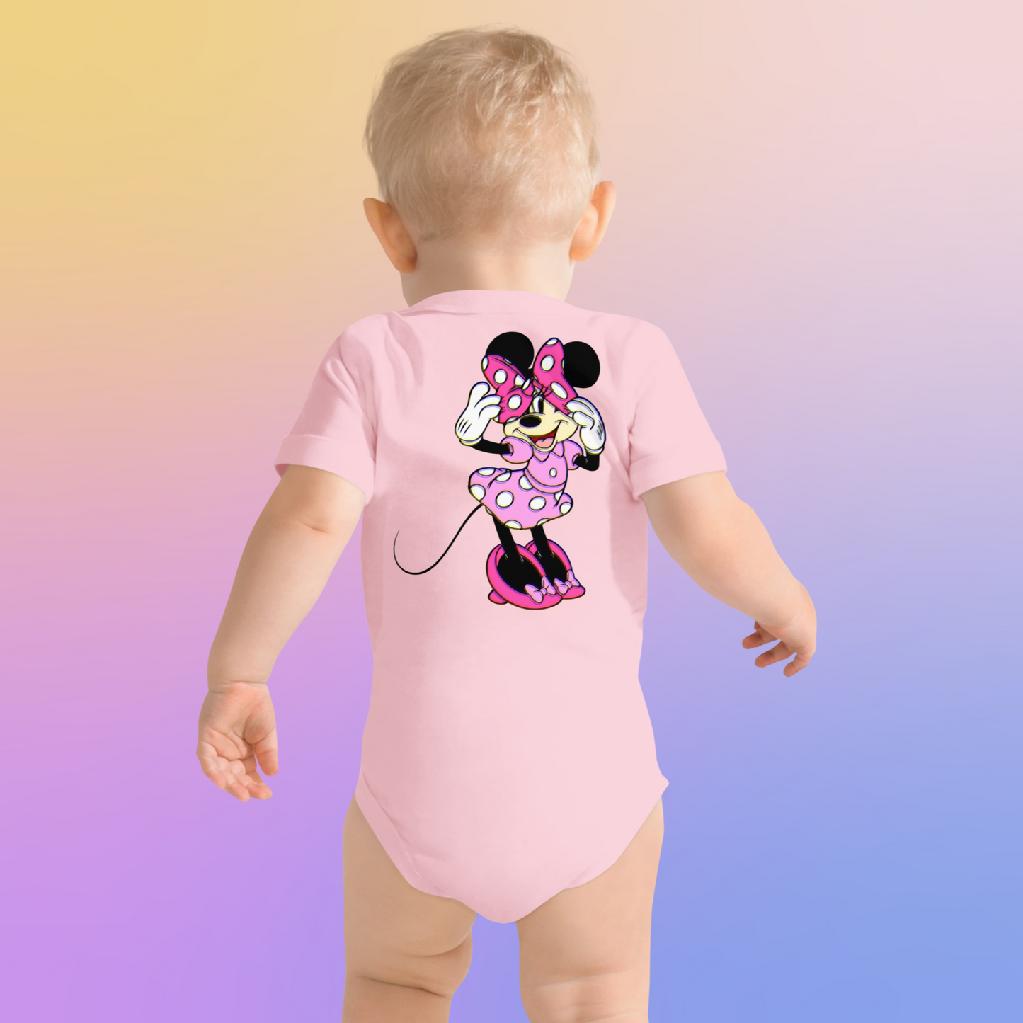 Designer Minnie-Mouse Baby Short Sleeve One Piece | Available in Multiple Colors | Design on Front & Back