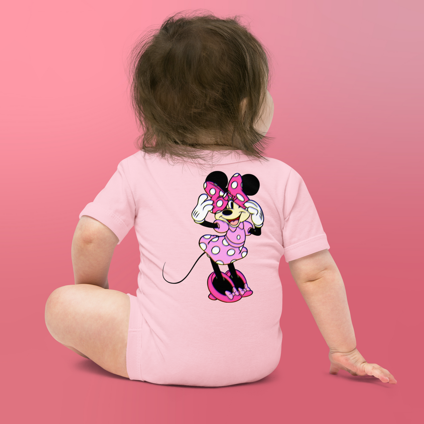 Designer Minnie-Mouse Baby Short Sleeve One Piece | Available in Multiple Colors | Design on Front & Back