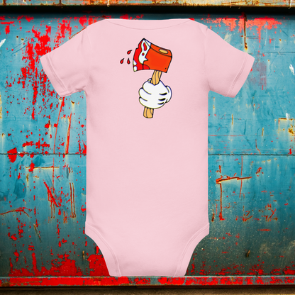 Designer Mickey-Mouse as Jason from Friday the 13th Baby Short Sleeve One Piece | Available in Multiple Colors | Design on Front & Back