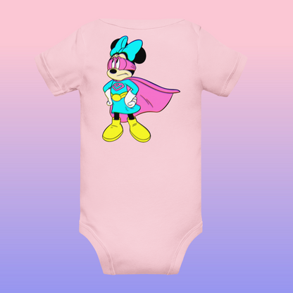 Designer Minnie-Mouse Baby Short Sleeve One Piece | Available in Multiple Colors | Design on Front & Back