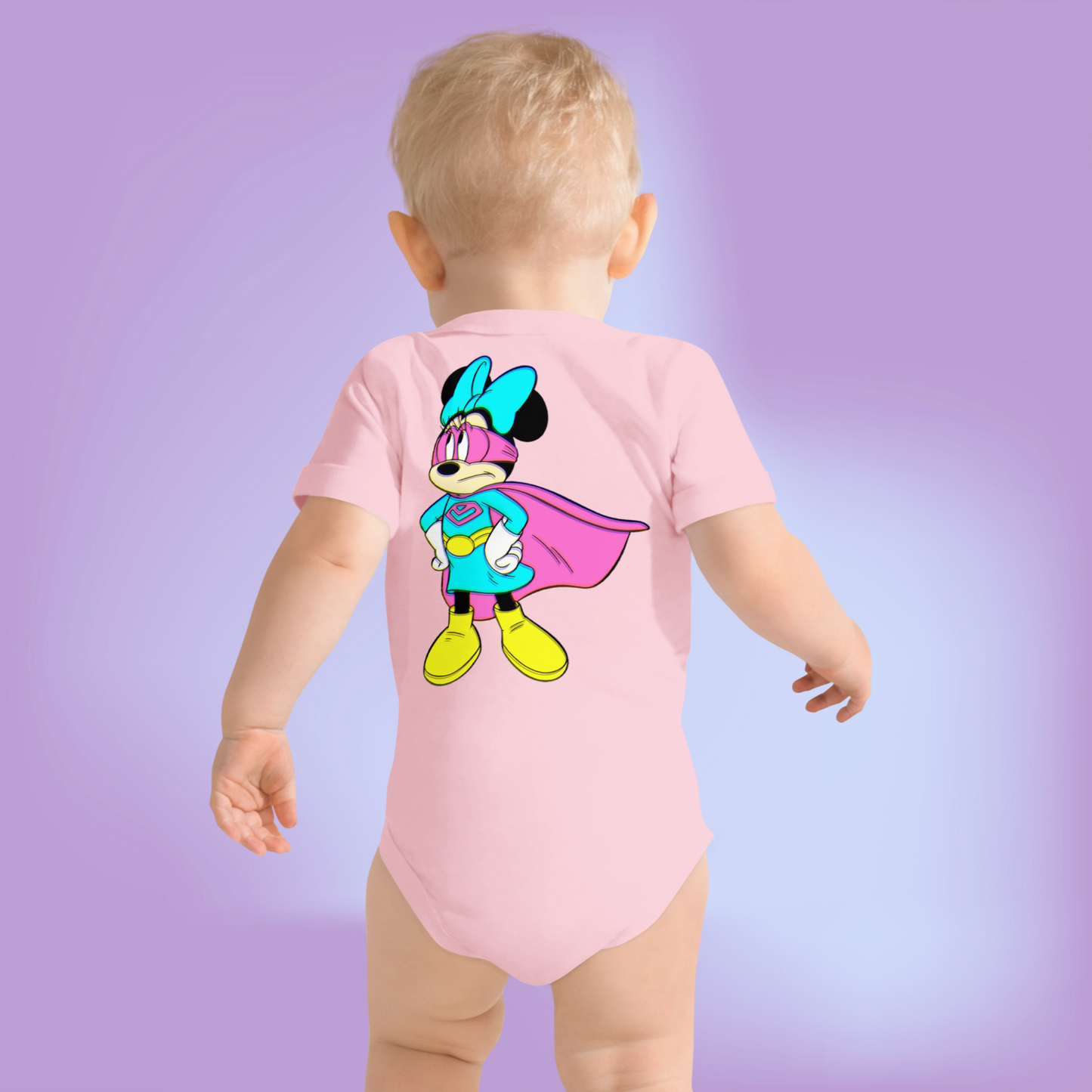 Designer Minnie-Mouse Baby Short Sleeve One Piece | Available in Multiple Colors | Design on Front & Back