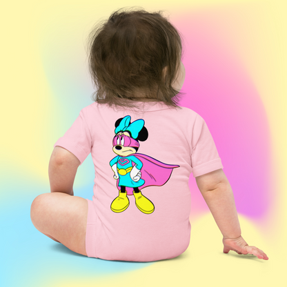 Designer Minnie-Mouse Baby Short Sleeve One Piece | Available in Multiple Colors | Design on Front & Back