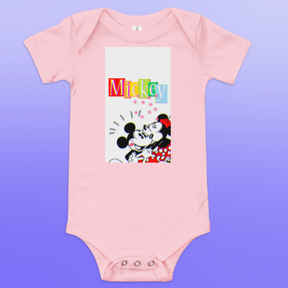 Designer Mickey-Mouse and Minnie-Mouse Baby Short Sleeve One Piece | Available in Multiple Colors | Design on Front & Back