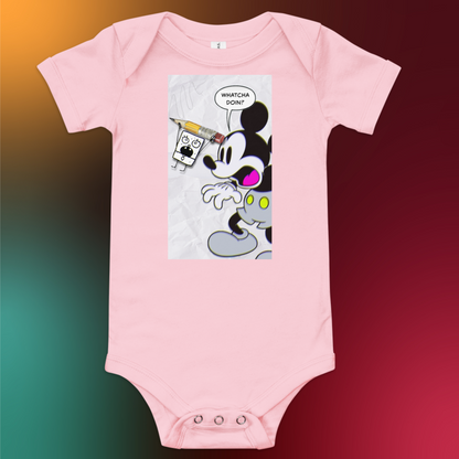 Designer Mickey-Mouse and Doodlebob Baby Short Sleeve One Piece | Available in Multiple Colors | Design on Front & Back