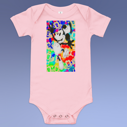 Designer Mickey-Mouse Baby Short Sleeve One Piece | Available in Multiple Colors | Design on Front & Back