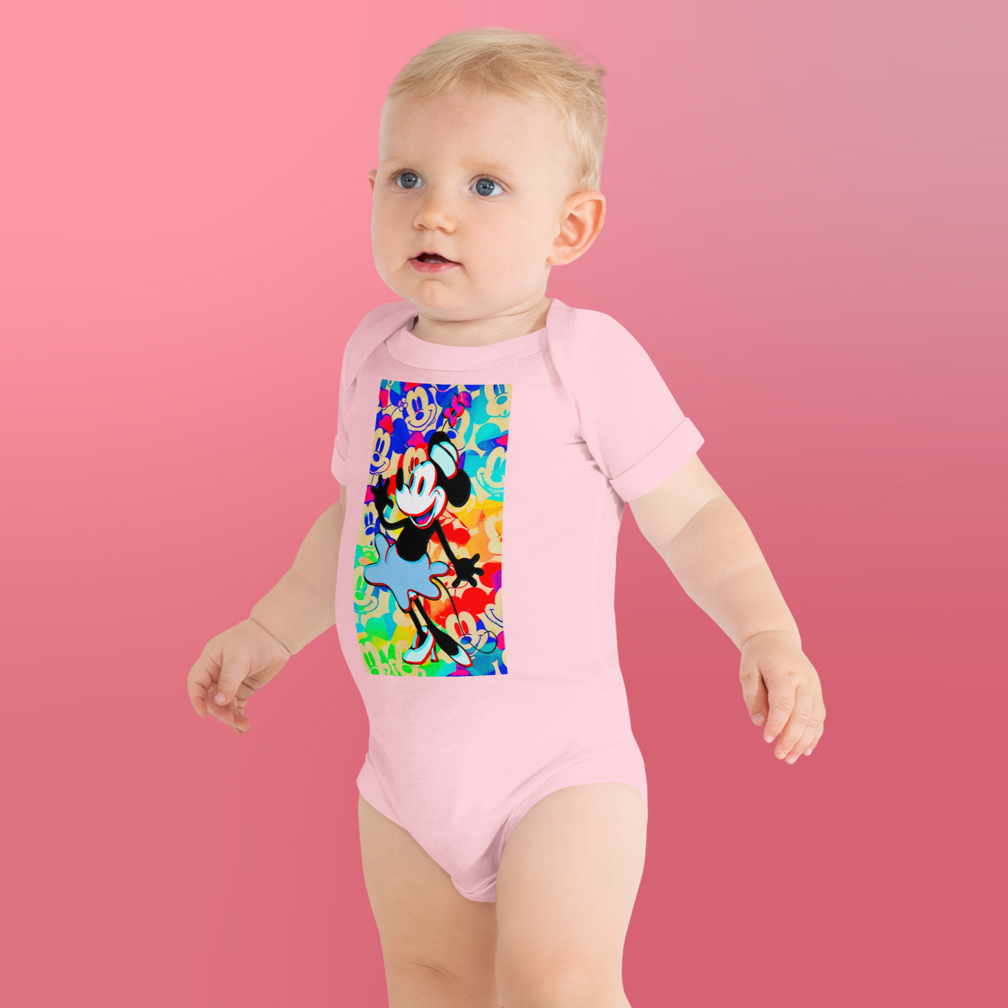 Designer 3D Minnie-Mouse Baby Short Sleeve One Piece | Available in Multiple Colors | Design on Front & Back