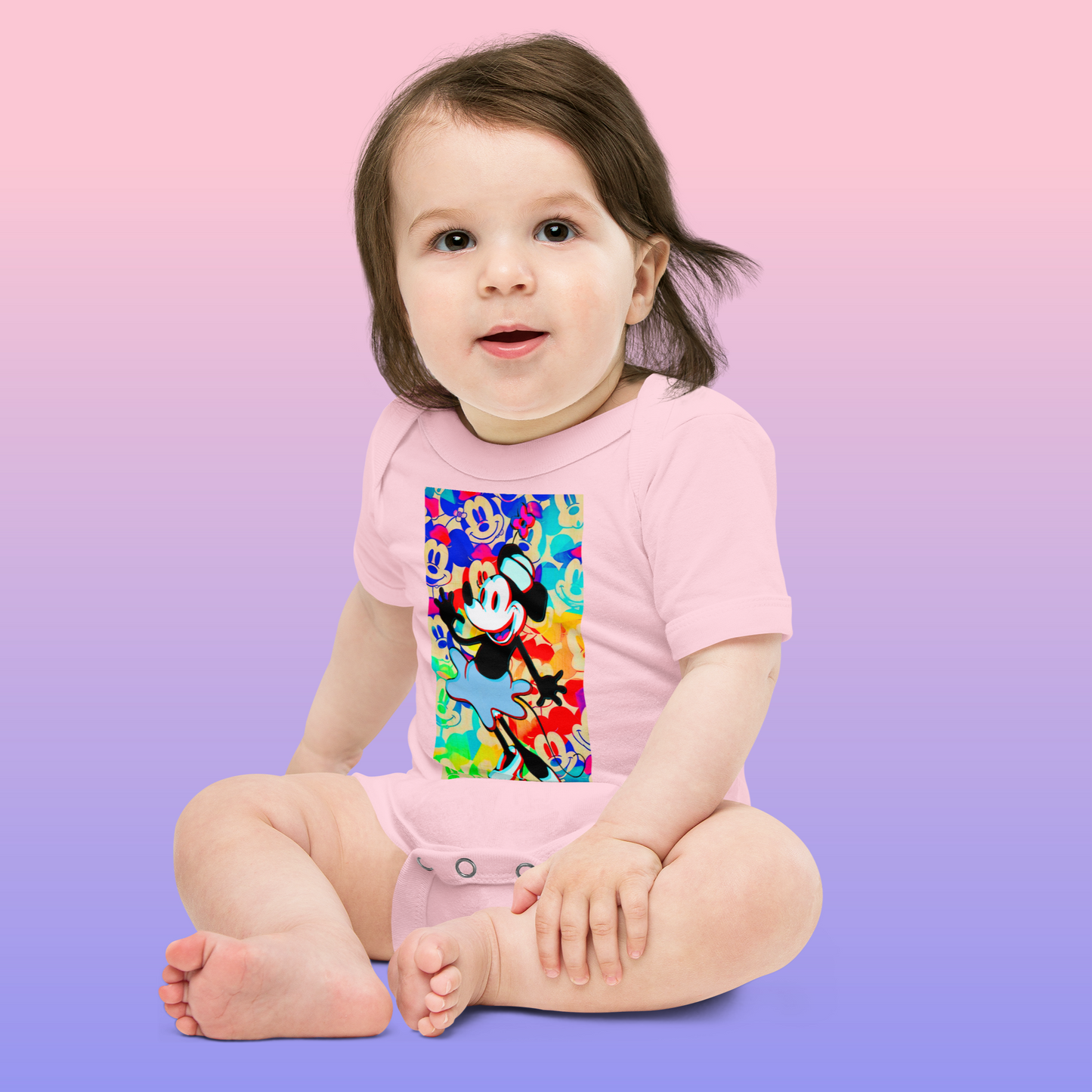 Designer 3D Minnie-Mouse Baby Short Sleeve One Piece | Available in Multiple Colors | Design on Front & Back