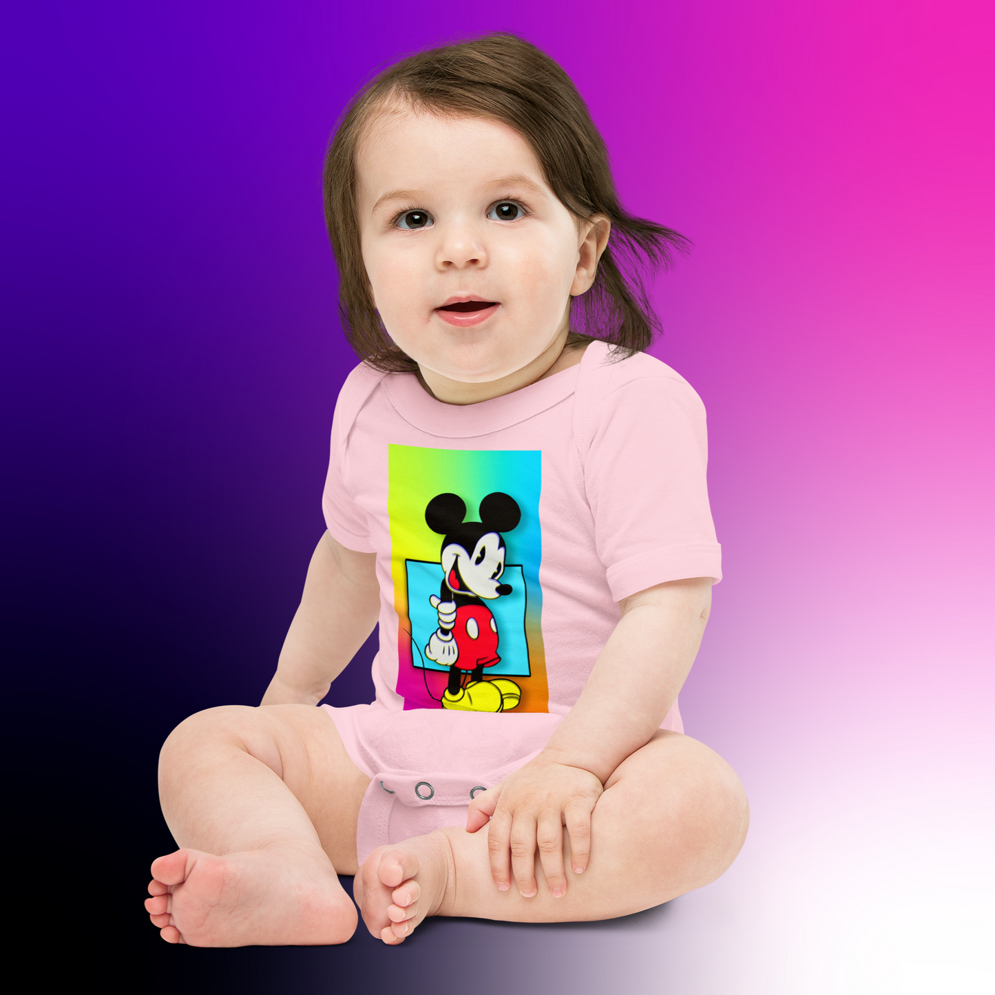 Designer Mickey-Mouse Baby Short Sleeve One Piece | Available in Multiple Colors | Design on Front & Back