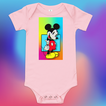 Designer Mickey-Mouse Baby Short Sleeve One Piece | Available in Multiple Colors | Design on Front & Back