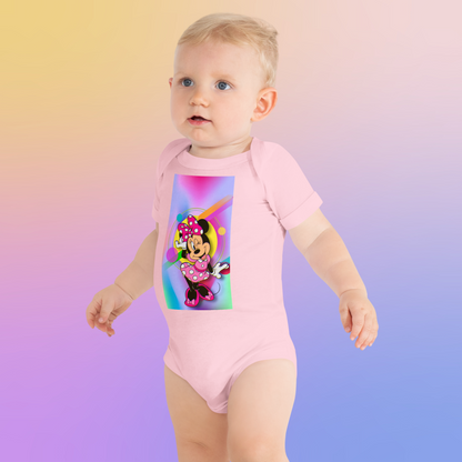 Designer Minnie-Mouse Baby Short Sleeve One Piece | Available in Multiple Colors | Design on Front & Back