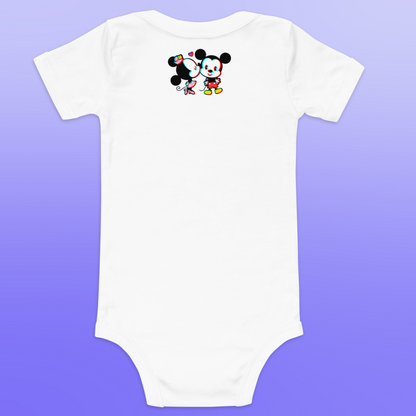 Designer Mickey-Mouse and Minnie-Mouse Baby Short Sleeve One Piece | Available in Multiple Colors | Design on Front & Back