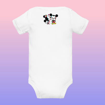 Designer Mickey-Mouse and Minnie-Mouse Baby Short Sleeve One Piece | Available in Multiple Colors | Design on Front & Back