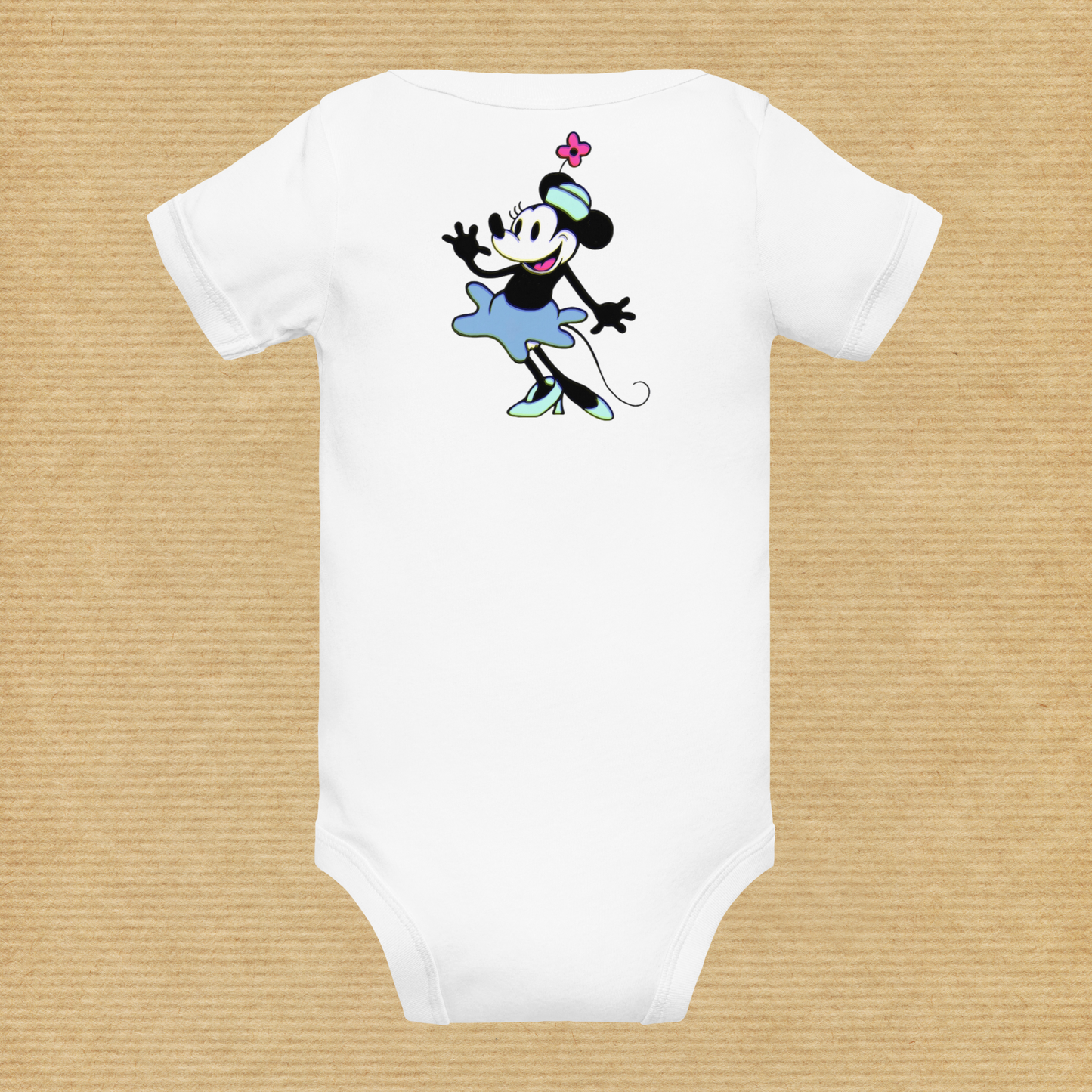 Designer Minnie-Mouse Baby Short Sleeve One Piece | Available in Multiple Colors | Design on Front & Back