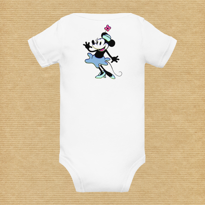 Designer Minnie-Mouse Baby Short Sleeve One Piece | Available in Multiple Colors | Design on Front & Back