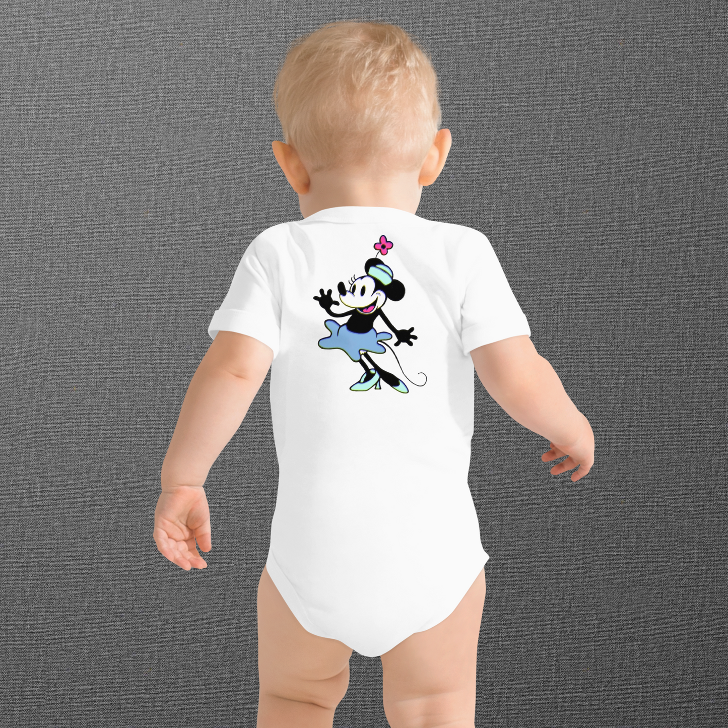 Designer Minnie-Mouse Baby Short Sleeve One Piece | Available in Multiple Colors | Design on Front & Back