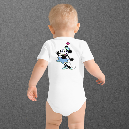 Designer Minnie-Mouse Baby Short Sleeve One Piece | Available in Multiple Colors | Design on Front & Back