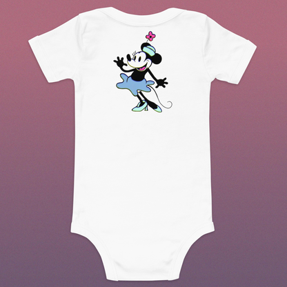 Designer Minnie-Mouse Baby Short Sleeve One Piece | Available in Multiple Colors | Design on Front & Back