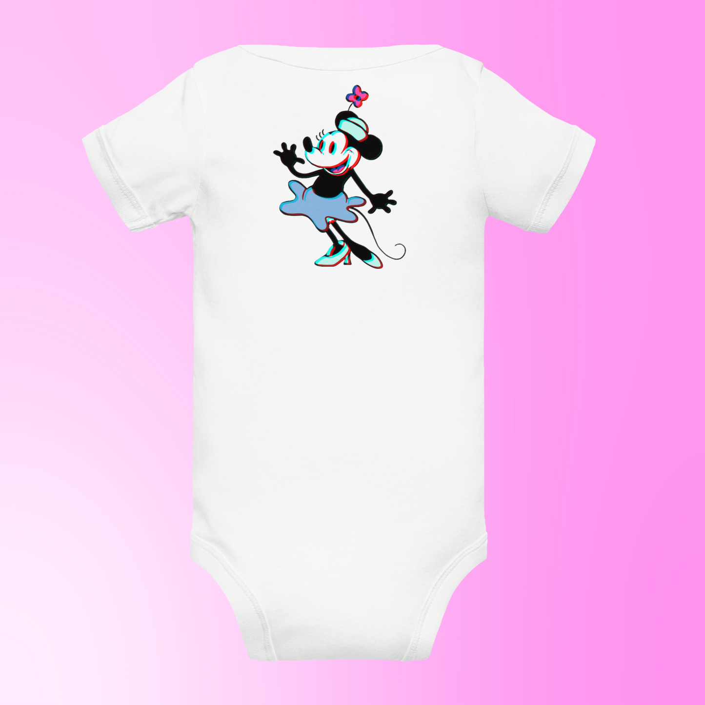 Designer 3D Minnie-Mouse Baby Short Sleeve One Piece | Available in Multiple Colors | Design on Front & Back