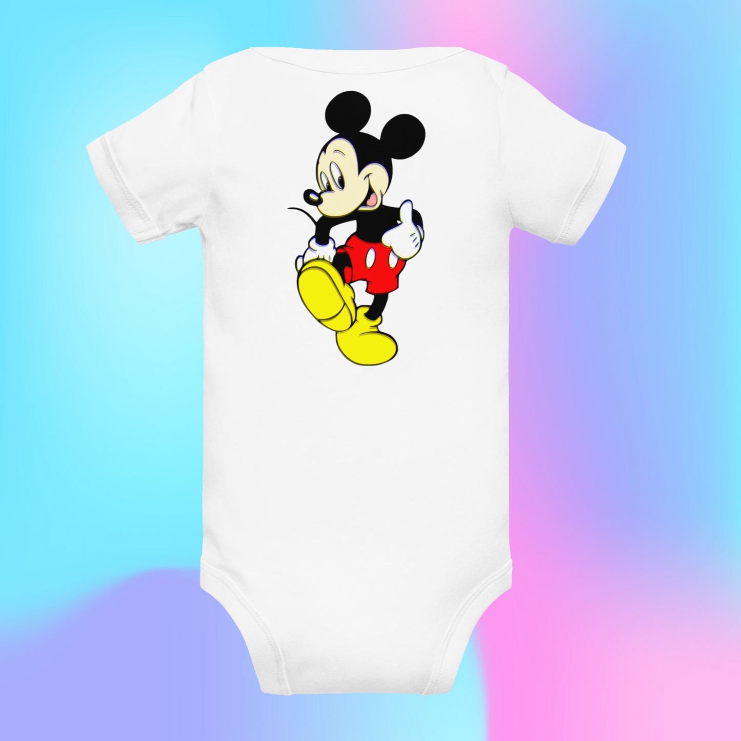 Designer Mickey-Mouse Baby Short Sleeve One Piece | Available in Multiple Colors | Design on Front & Back