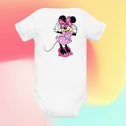 Designer Minnie-Mouse Baby Short Sleeve One Piece | Available in Multiple Colors | Design on Front & Back