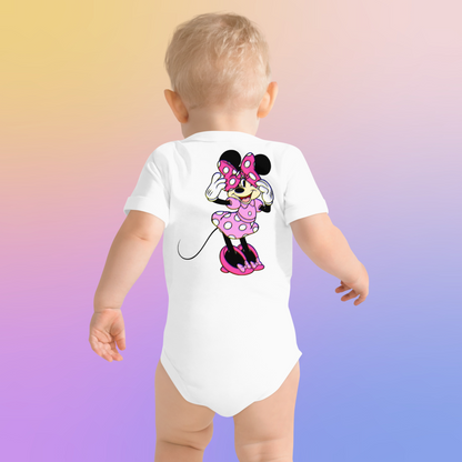 Designer Minnie-Mouse Baby Short Sleeve One Piece | Available in Multiple Colors | Design on Front & Back