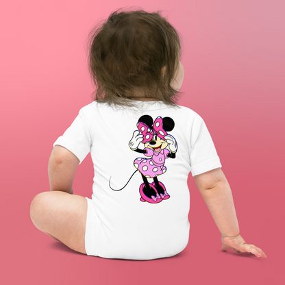 Designer Minnie-Mouse Baby Short Sleeve One Piece | Available in Multiple Colors | Design on Front & Back