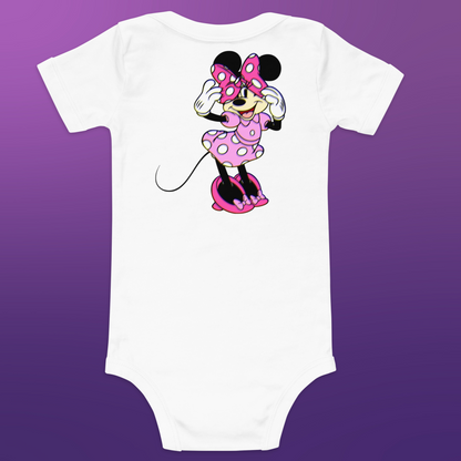 Designer Minnie-Mouse Baby Short Sleeve One Piece | Available in Multiple Colors | Design on Front & Back