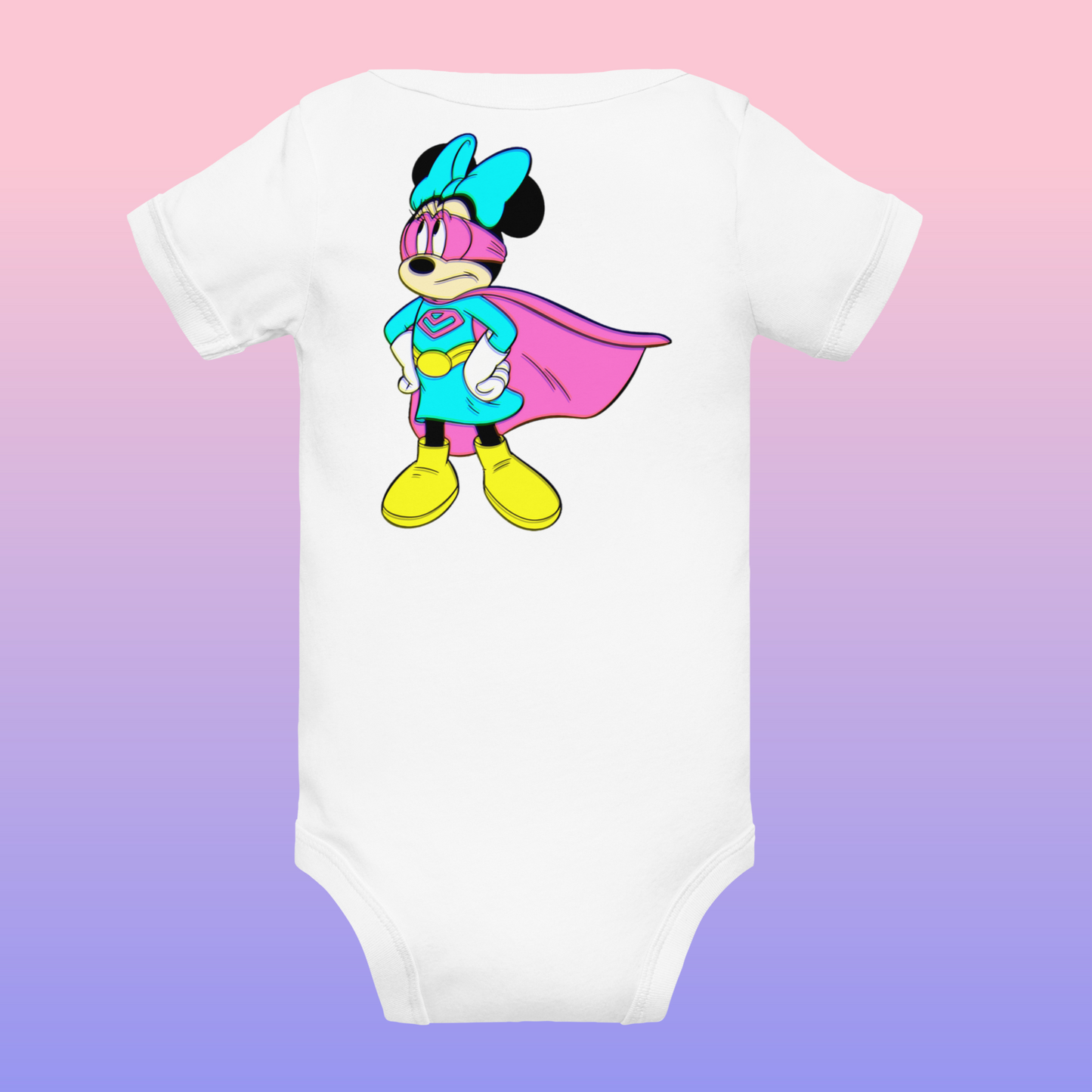 Designer Minnie-Mouse Baby Short Sleeve One Piece | Available in Multiple Colors | Design on Front & Back