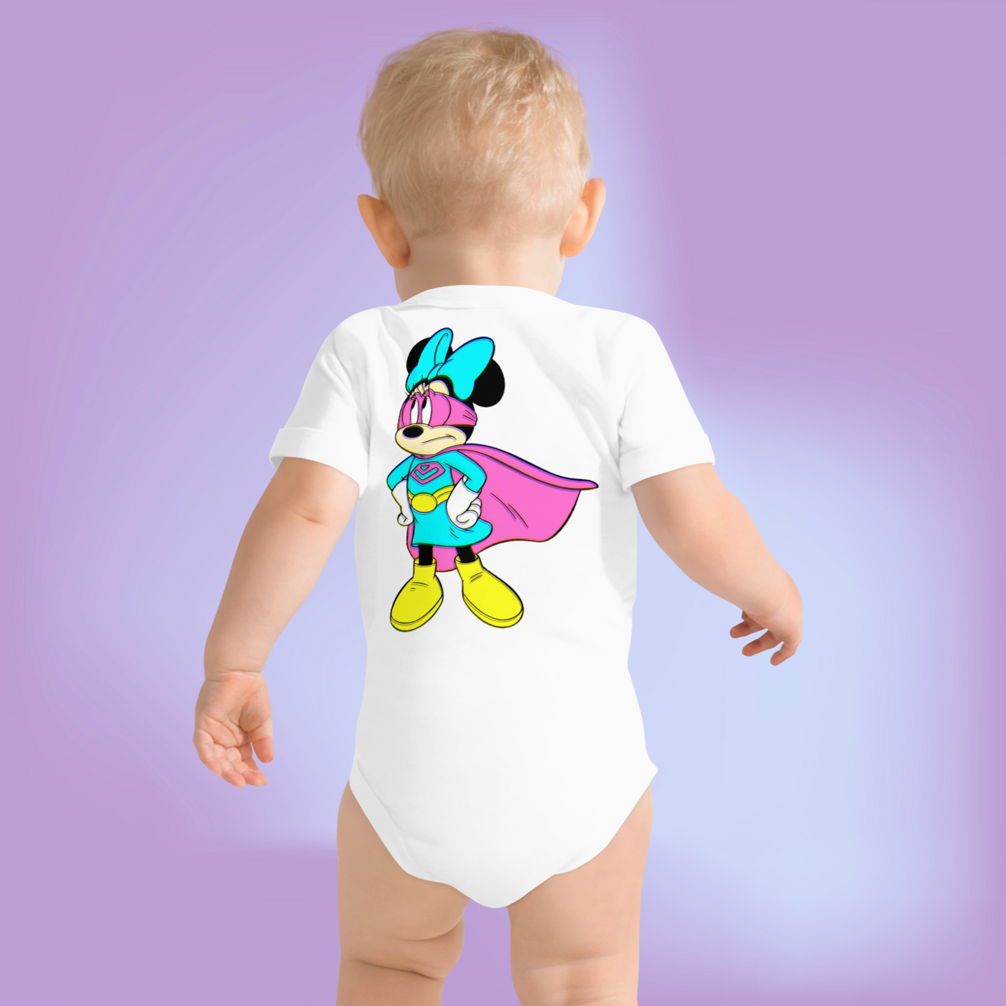 Designer Minnie-Mouse Baby Short Sleeve One Piece | Available in Multiple Colors | Design on Front & Back