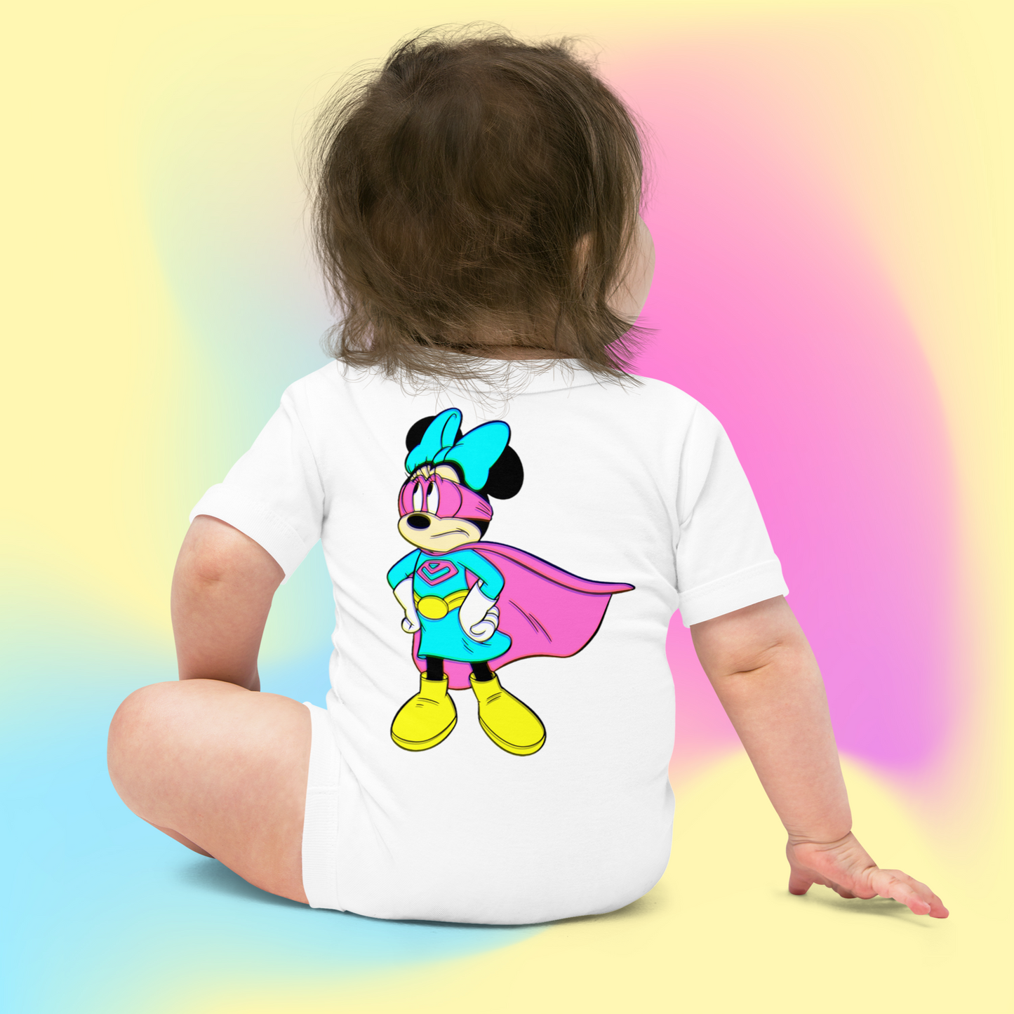 Designer Minnie-Mouse Baby Short Sleeve One Piece | Available in Multiple Colors | Design on Front & Back