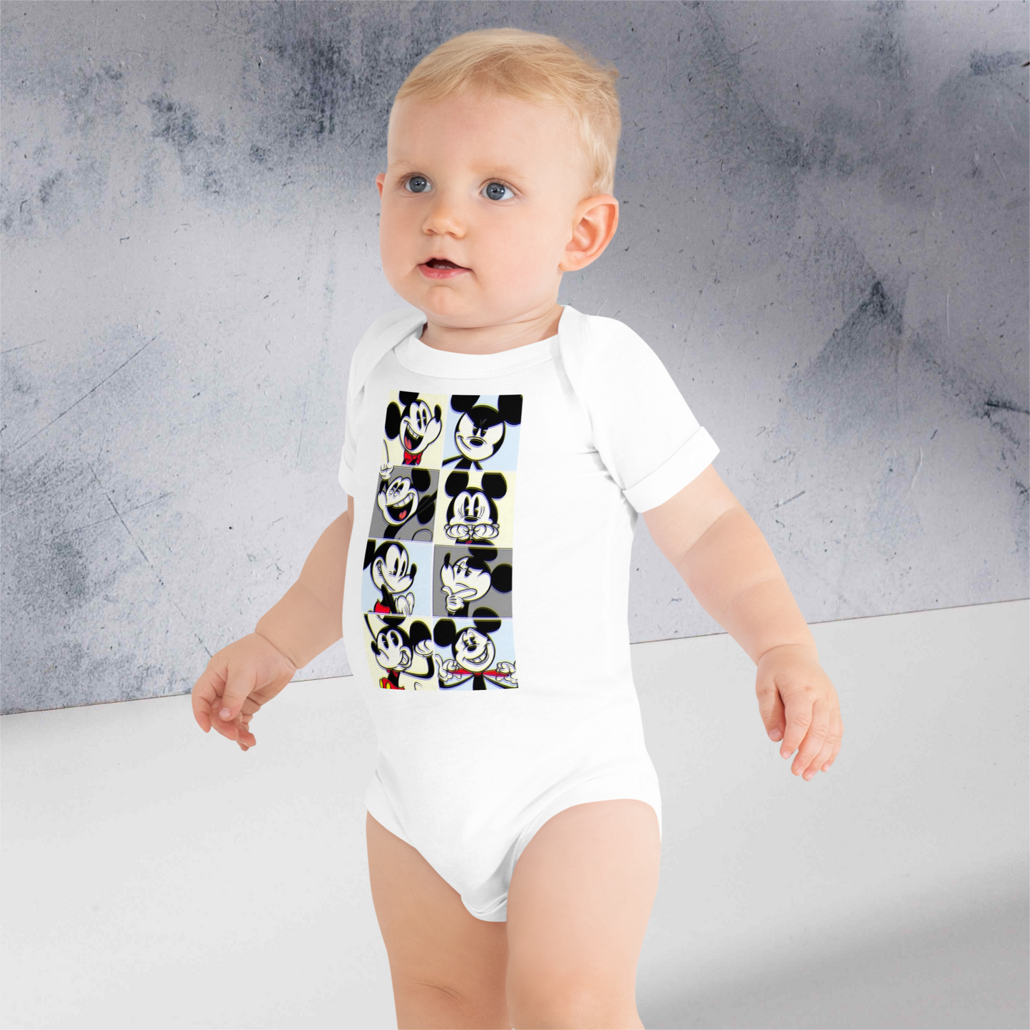 Designer Mickey-Mouse Baby Short Sleeve One Piece | Front & Back Design | Available in Multiple Colors