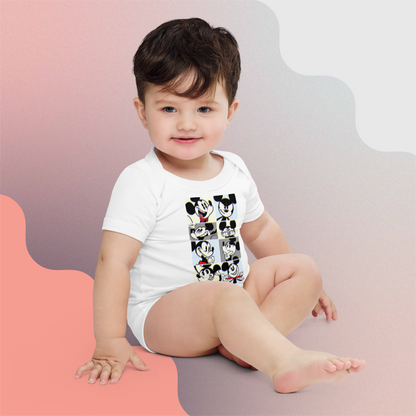 Designer Mickey-Mouse Baby Short Sleeve One Piece | Front & Back Design | Available in Multiple Colors