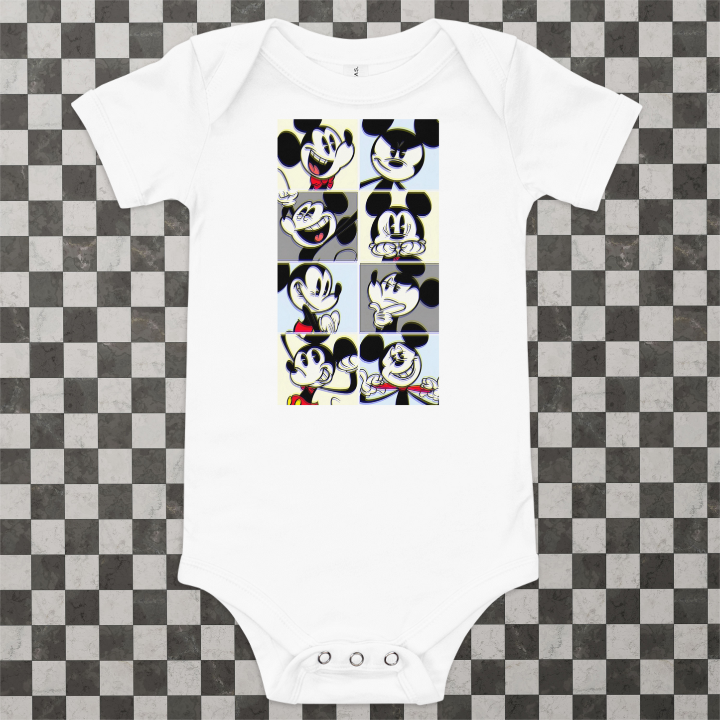 Designer Mickey-Mouse Baby Short Sleeve One Piece | Front & Back Design | Available in Multiple Colors