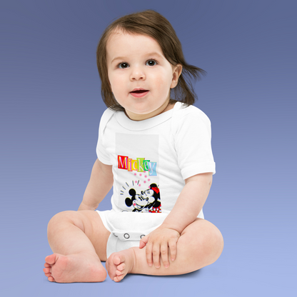 Designer Mickey-Mouse and Minnie-Mouse Baby Short Sleeve One Piece | Available in Multiple Colors | Design on Front & Back